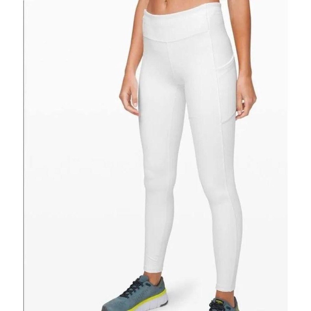 Lululemon, white leggings with pockets, size 6, mid-rise, only worn twice